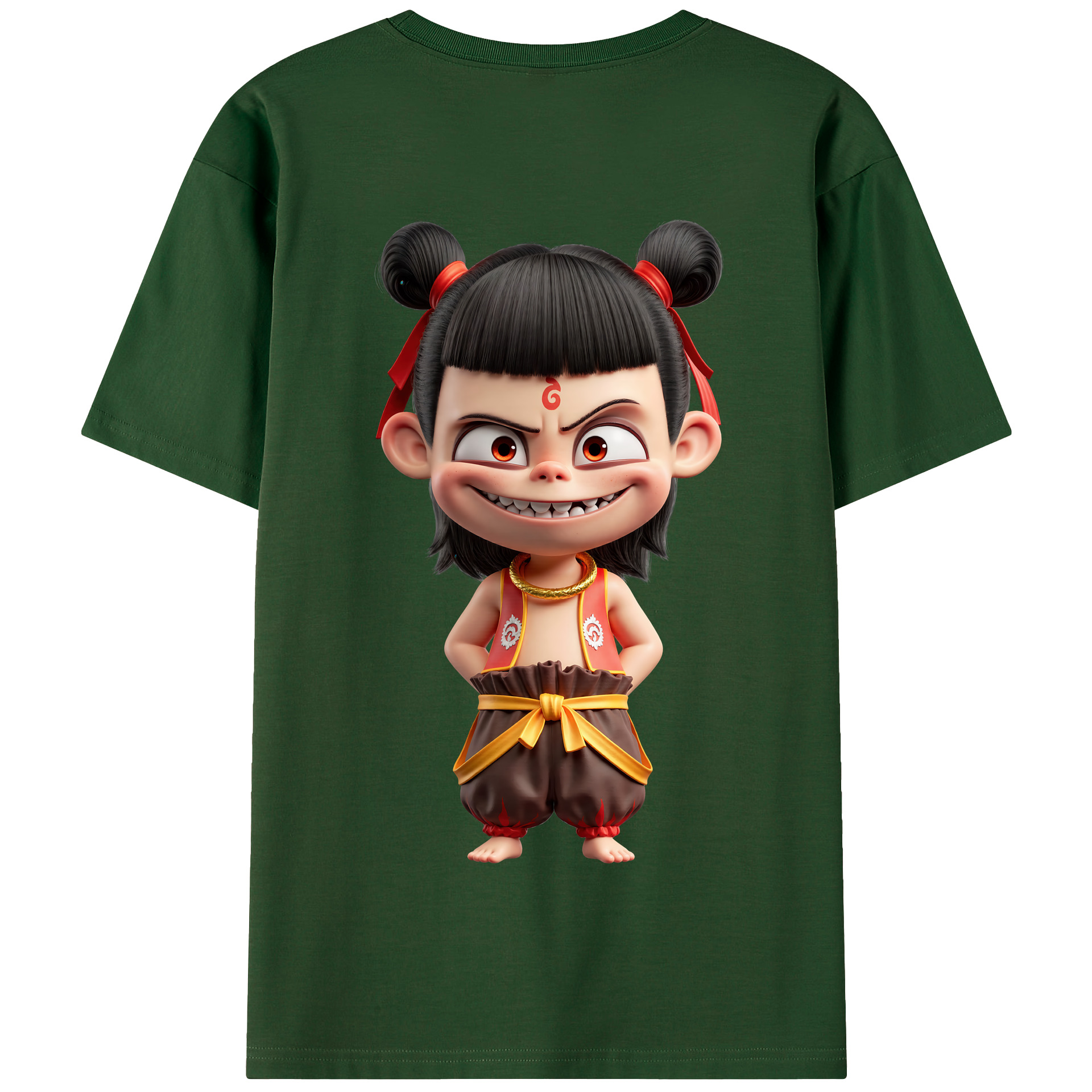 （画像用） Ne Zha 2 ナタ 魔童の大暴れ 綿100％半袖Tシャツ（背面プリント）